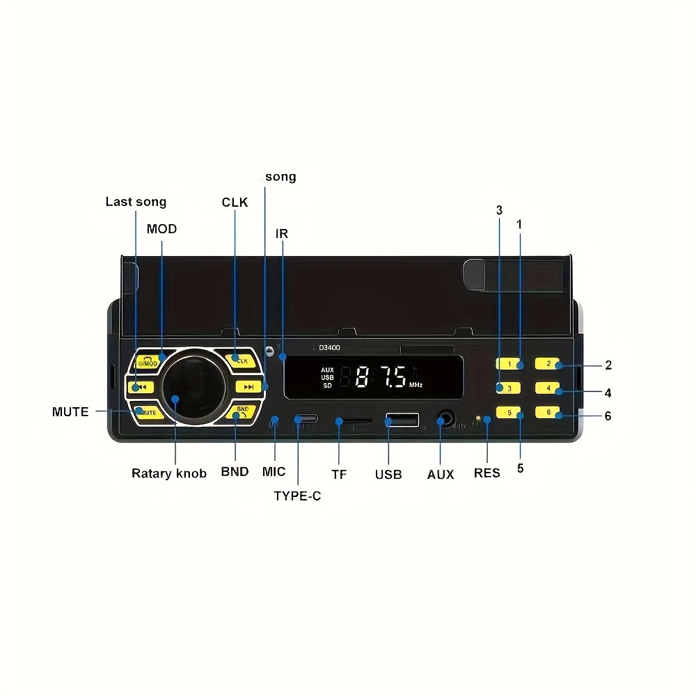  estéreo de carro 1din, de áudio sem fio digital com retroiluminação , fm mp3 de 12 usb/sd/aux-in, navegação por aplicativos, de encontrar o carro e suporte para telefone celular - , tensão de ≤36v detalhes 9