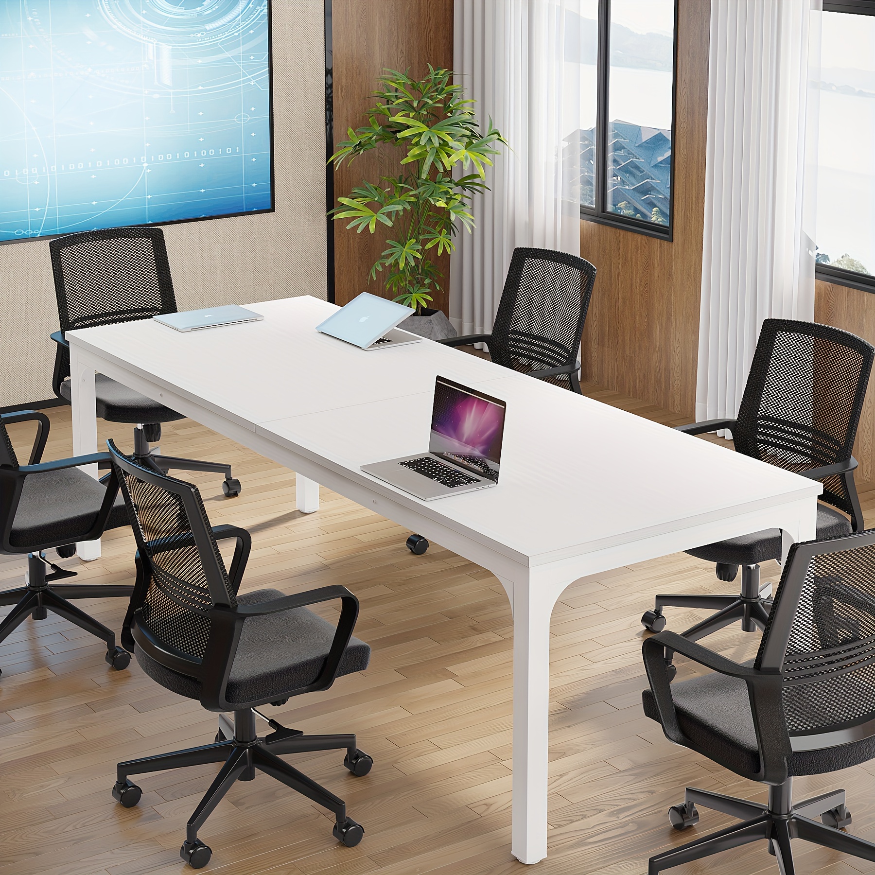 

6.5 Ft Conference Room Table, 78.74" W X 27.56" D Large Office Conference Table, Modern Meeting Table For . (only Table) (white)