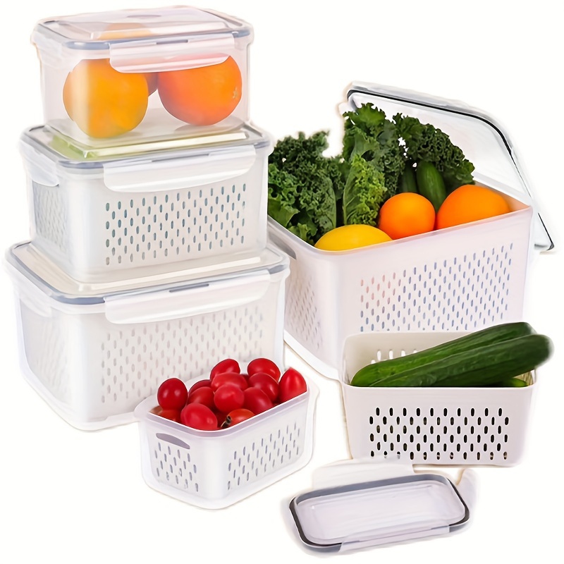 

9pcs Bpa- Storage Containers Set, 1750ml/59.17oz - Rectangular Plastic And Removable , -, , Microwave Safe, Fruits, Vegetables, Grains, Refrigerator And Kitchen Organization, Sealable Storage