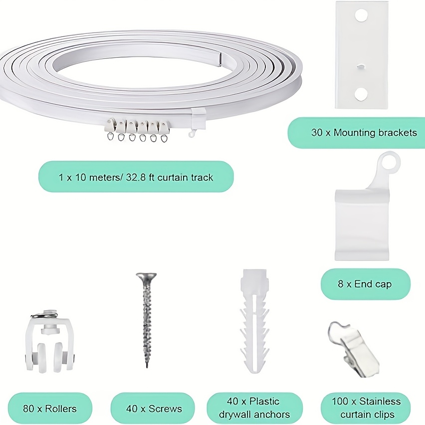 Image of 2/3/5/8/10 Meters, 6.6/9.8/16.4/26/32.8 Feet) High-quality Curtain Track (white/black), With Corrosion Resistance And , Can Resist Environments Such As Humidity And , Is Not Easy To Rust Or Damage