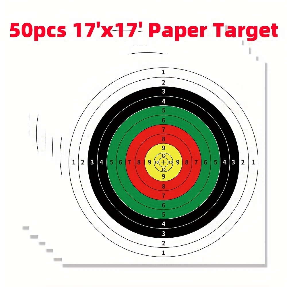 E-shop 50er-Pack 17×17 Zoll Farbiges Bullseye-Zielpapier - Bogenschießen & Allgemeine Übungszielscheiben