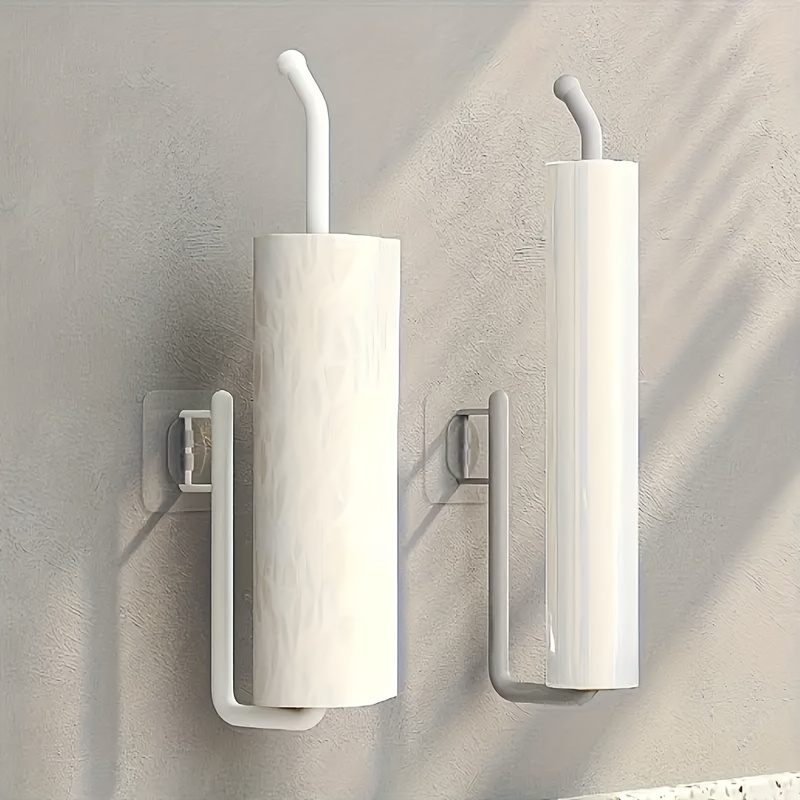   wall mounted paper towel holder with integrated hook no drilling required   kitchen bathroom organization details 3