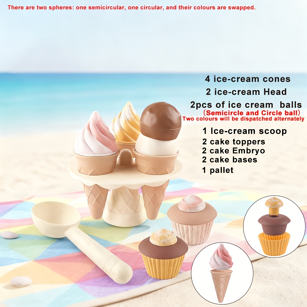 Image of 16pcs Toys Play House Simulation Toys Dessert Food Ice Cream Cake Model Spinning Toys (non-food Contact), Beach Sand Digging Toy Tools, Thanksgiving, Halloween, Christmas Birthday Gifts