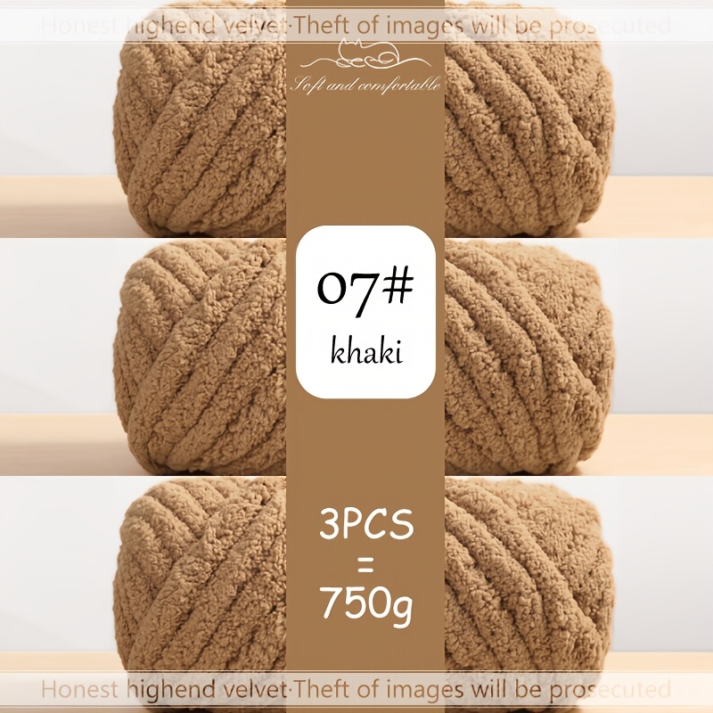 TEMU 3 stuks Extra Dik Super Groot Volume Chenille Garen [Ongeveer 750G/3 stuks Per Pak] Ultra-Zacht Fluffy Jumbo Vinger Garen, Rijke Pluche Voeling,
