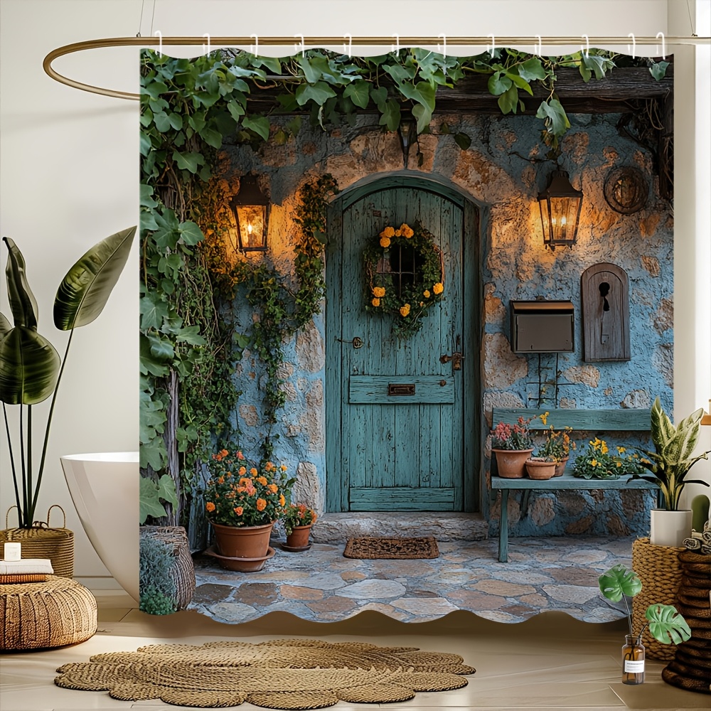 

Wooden & Shower Curtain - , Includes , , 70x70in