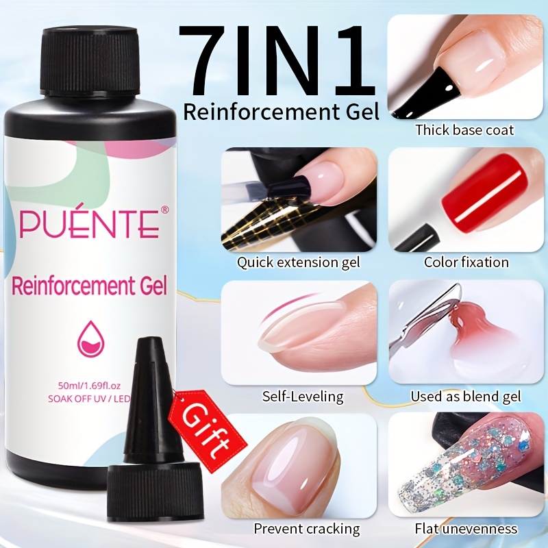 Image of Puente 50ml 7-in-1 Professional Gel Nail Polish & Nail Strengthener - /led Soak Off Base Coat, Quick Extension Suitable For /, Suitable For Adults, Nail Builder Gel