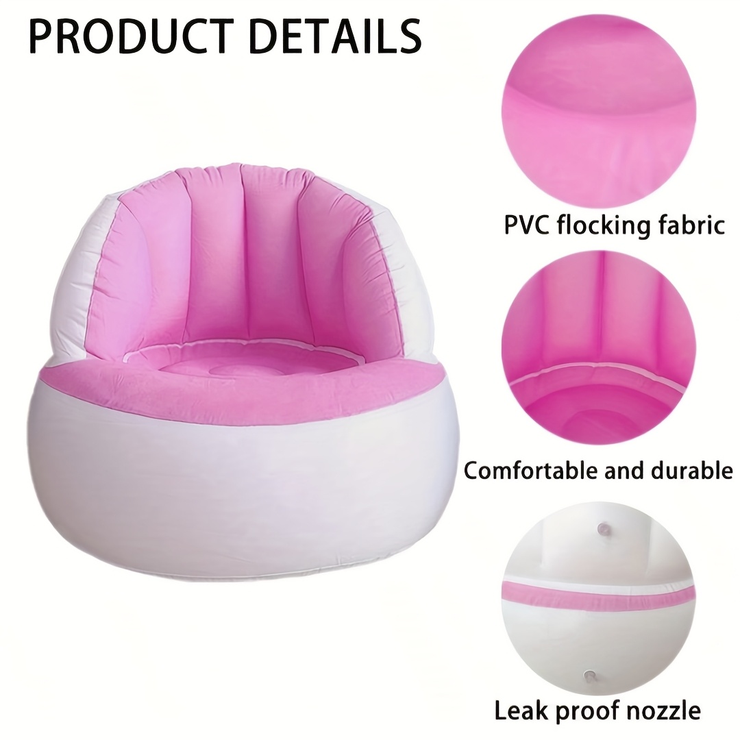 inflatable lazy sofa - portable folding chair with dual colors (yellow & pink), indoor/outdoor use, durable plastic frame, no assembly needed for camping, balcony, bedroom - lightweight & easy to clean, inflatable furniture, indoor outdoor seating, modern seating option,   material details 3