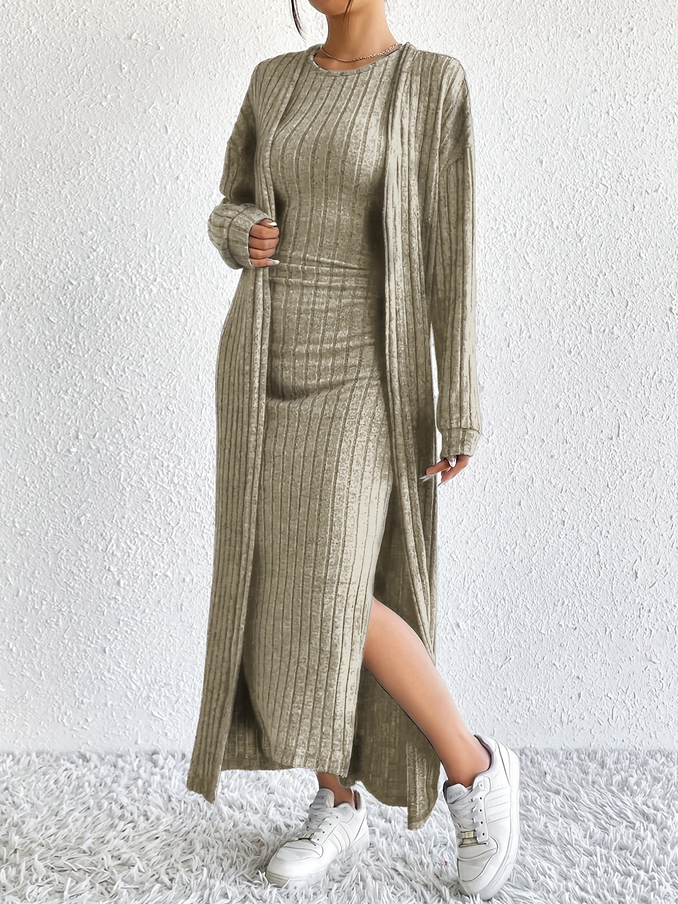 kingsley knit dress Anastasia Noir Midi Knit Dress – Elegant Black Knitwear M