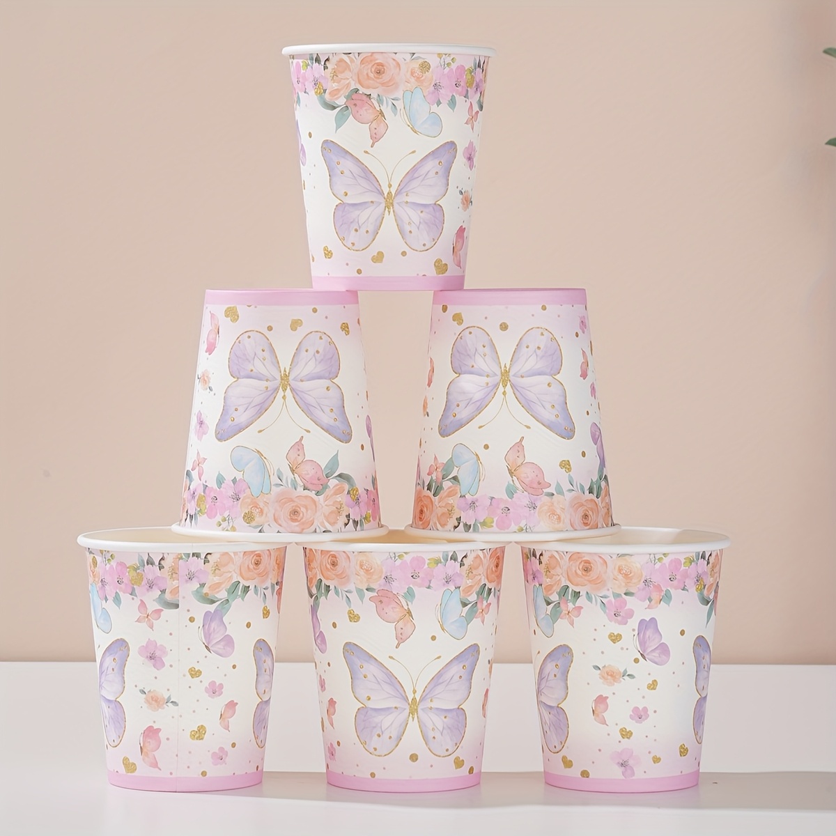 50 sets plastic cups with lids and straw 12 oz clear disposable cups  butterflies drinking cups for spring birthday baby shower wedding  decoration supplies - home & kitchen - Temu