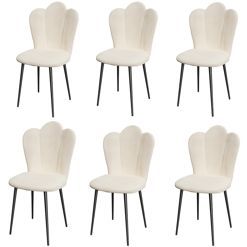 Image of Set Of 6 Dining Chairs, With Backrest, Kitchen Chairs, Casual Chairs With , Suitable For Living Rooms, Kitchens, And Home Offices, 43x44x90cm, White