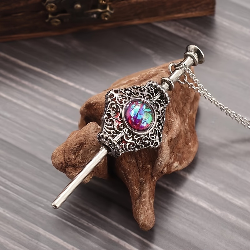 

Beautifully Carved Necklace Wand Magic Pendant Men' Charm Jewelry Gift