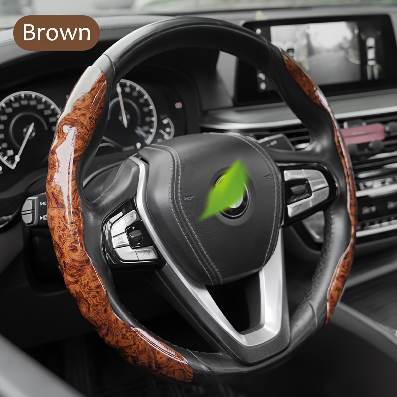 

Car Steering Wheel Cover, Wood Grain Steering Wheel Cover, Universal 15 Inch Fit, Good Breathable And Odorless Car Steering Wheel Cover, Anti-slip Breathable Car Interior Accessories For Most Cars.