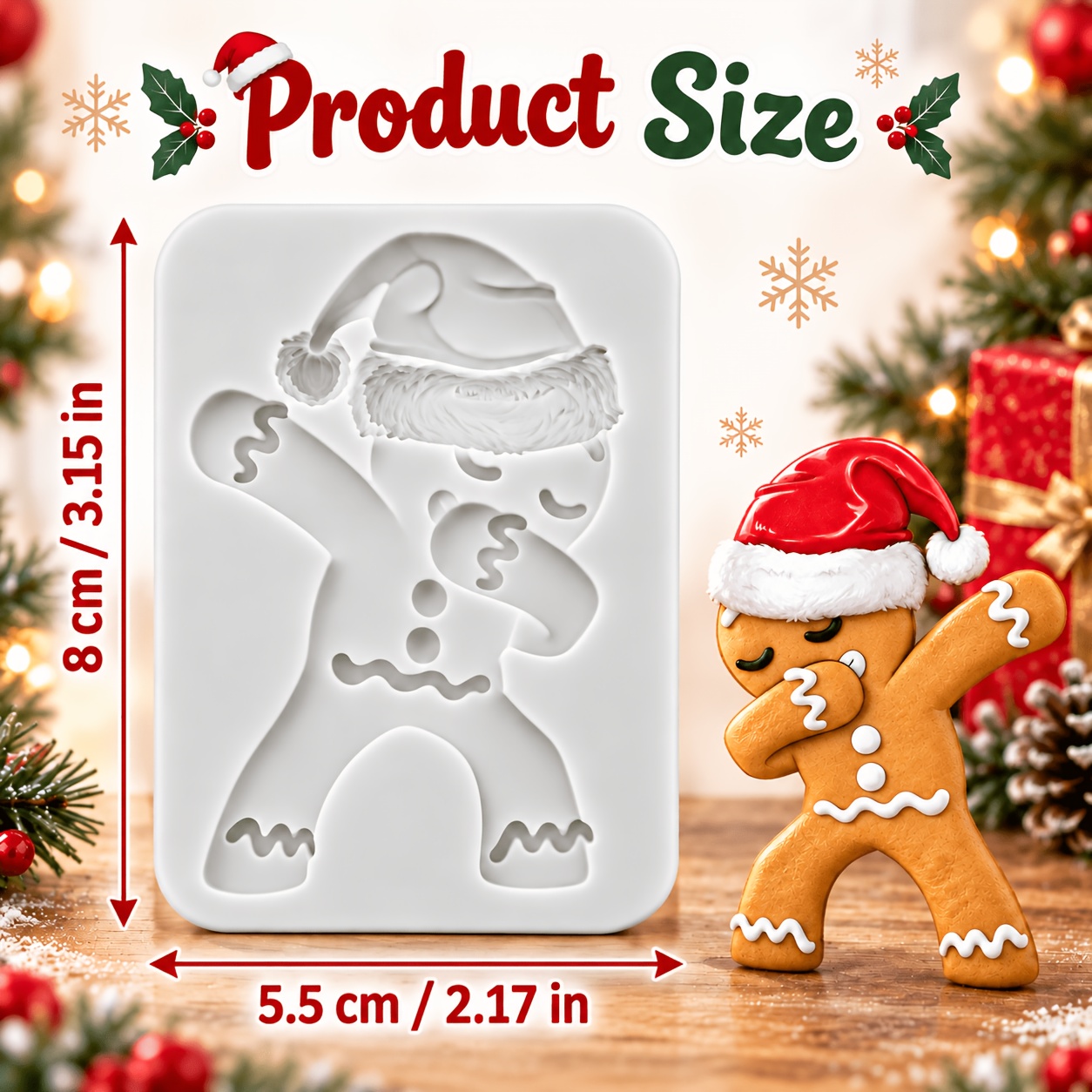 TEMU 1pc Christmas Gingerbread Man Silicone Mold, Candle Mold, Soap Mold, Resin Molds, Soft Pottery Clay Drop Glue Decorative Mold, Candle Molds,