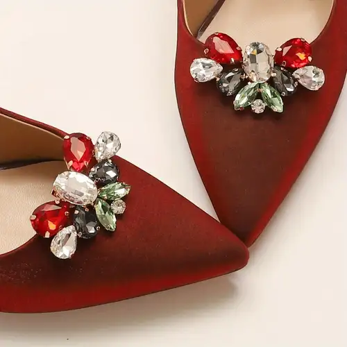 2 Spille Per Scarpe Con Fiocco E Strass Argento - Decorazioni Rimovibili Per Tacchi Alti, Scarpe Da Sposa E Feste - Foto 11