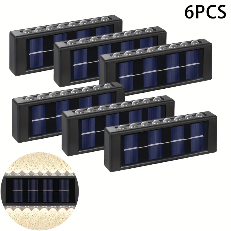 6pcs Ip44 Solar 16led Lights, Outdoor Solar Lights, Landscape, Balcony Decoration Solar Wall Lights, Outdoor , Suitable For Garden, Driveway, Garage, Etc