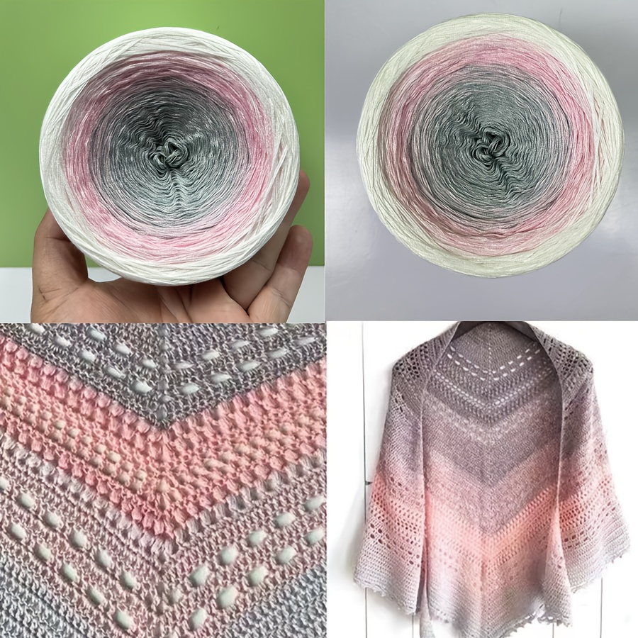 E-shop Handgestrickte Linie, glänzend, Kuchenlinie, Farbverlauf mit langem Abschnitt, gefärbter Übergangsfarben-Schal, Prinzessinnenrock, 300g