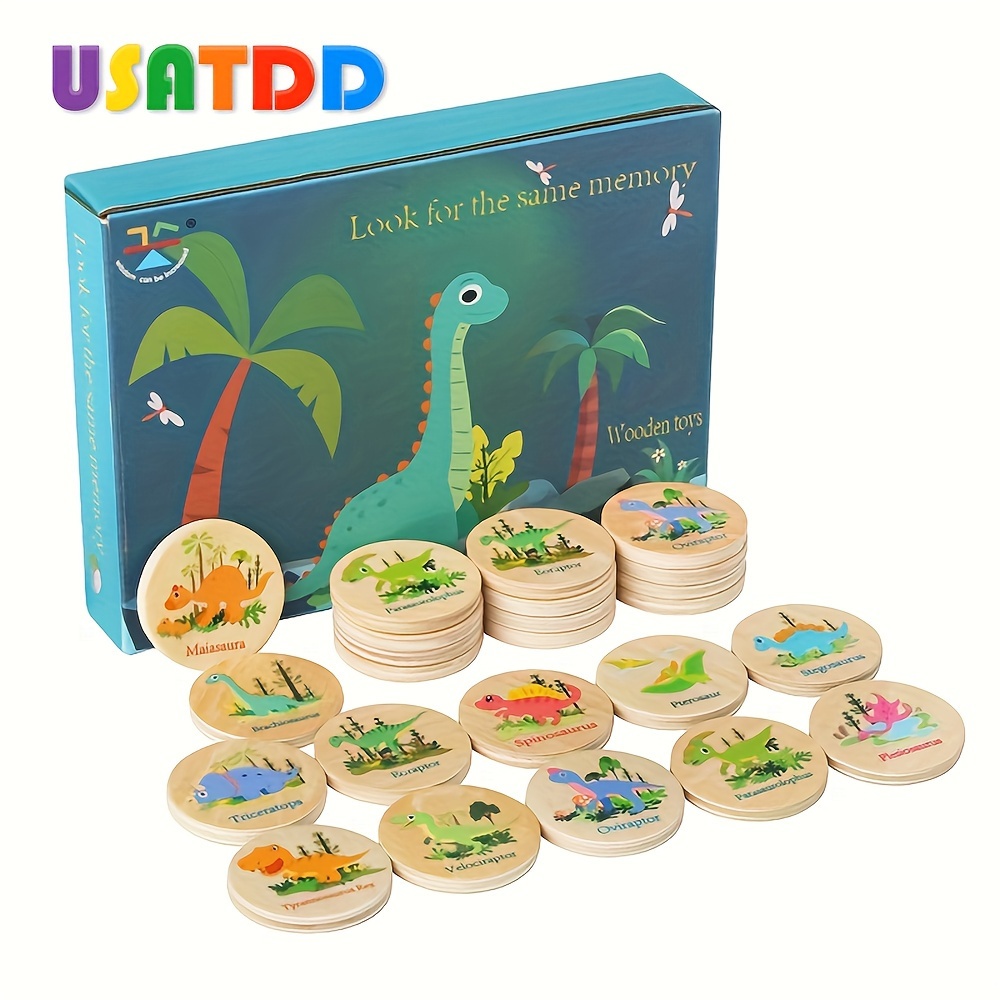 

Usatdd Dinosaur Memory Matching Game For Kids - Educational Wooden Animal Theme Matching Coins Board Game, Learning & Development Toy For Children 3-6 Years, Ideal Birthday Or Christmas Gift