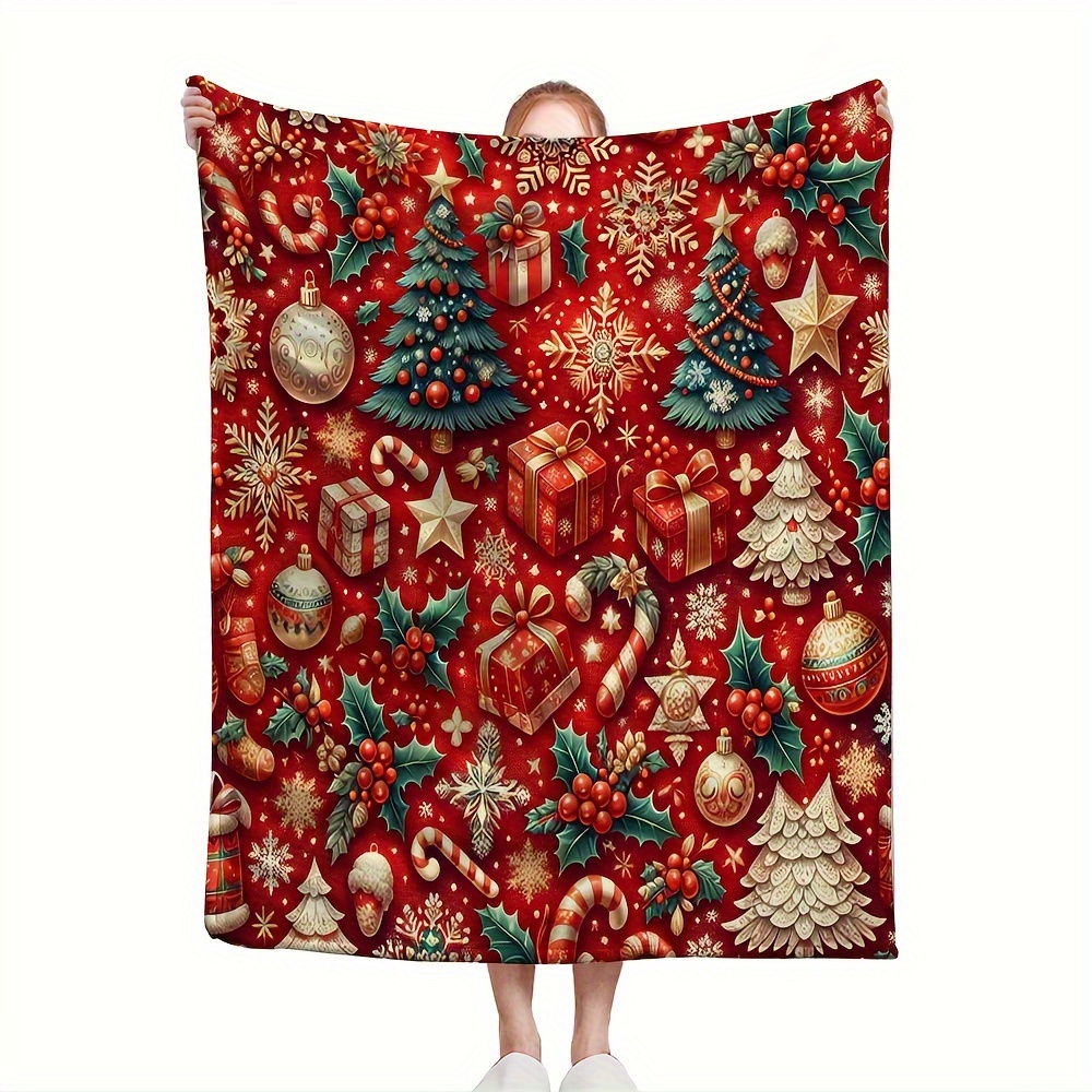 

Christmas Tree & Flannel Blanket - , , Blanket For And Bed, , Washable, Decor