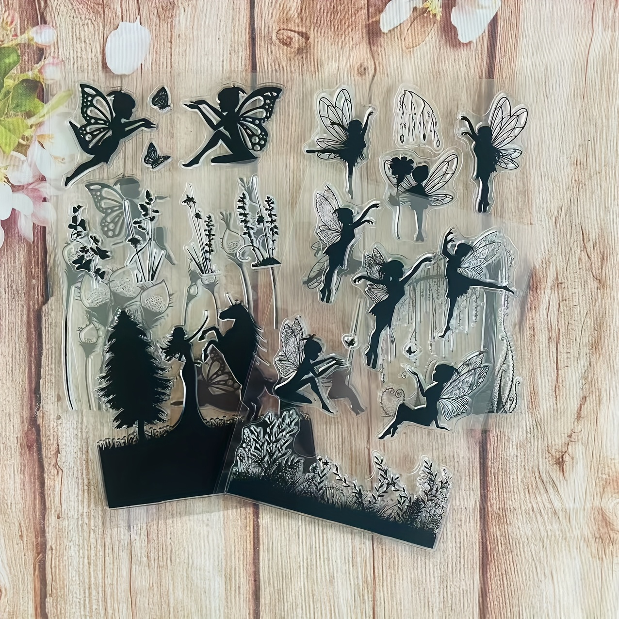 1pc fairy tree   clear silicone stamps for diy scrapbooking card making   transparent rectangular craft stamps with   fairy     designs for embossing party invitations   craft projects scrapbooking supplies   detailed embossing creative artists