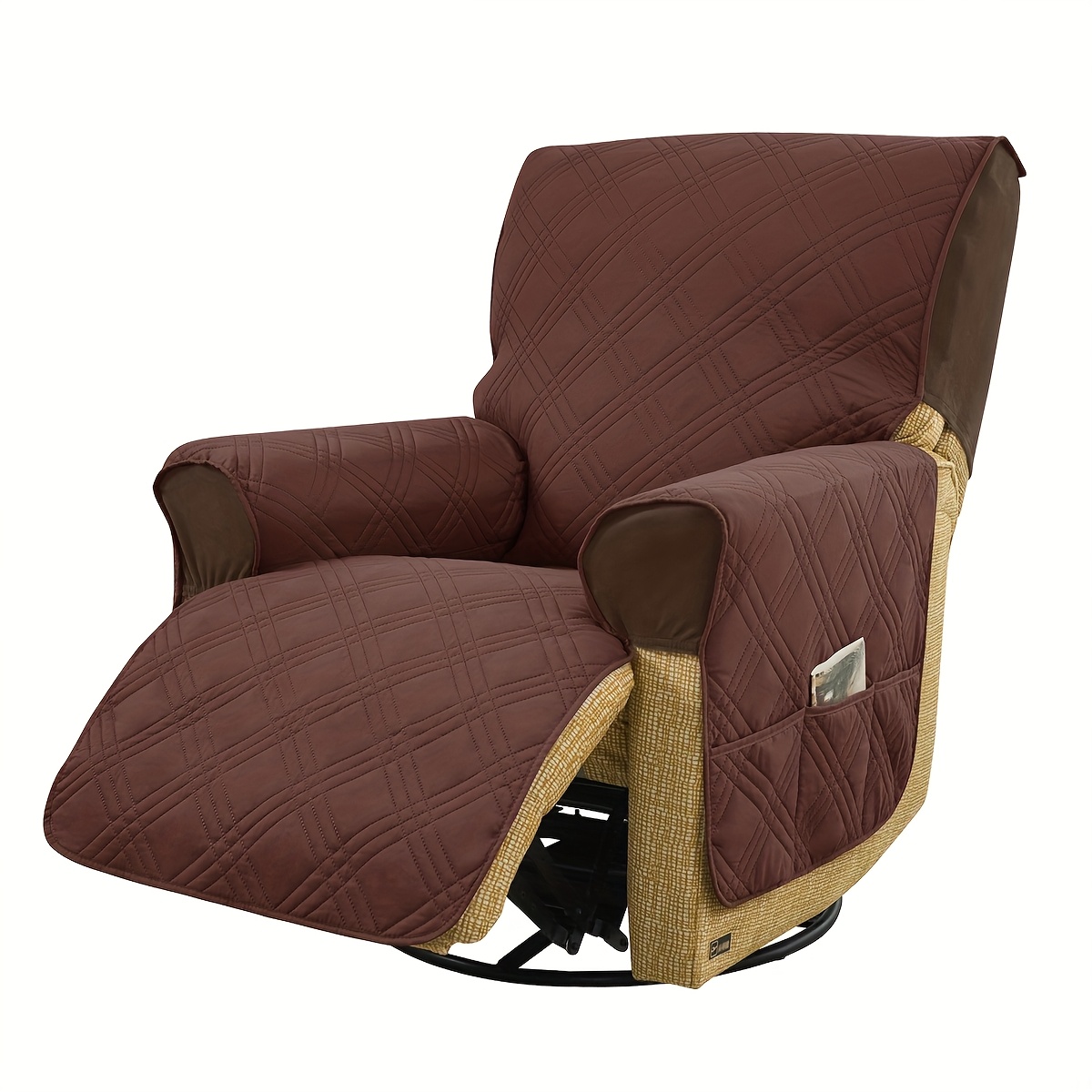 TEMU 1pc Single Seat Lounge Chair Cushion Made Of Spring Yarn Ultrasonic Embossed Spliced Velvet Fabric, Fully Wrapped Armrest And Backrest