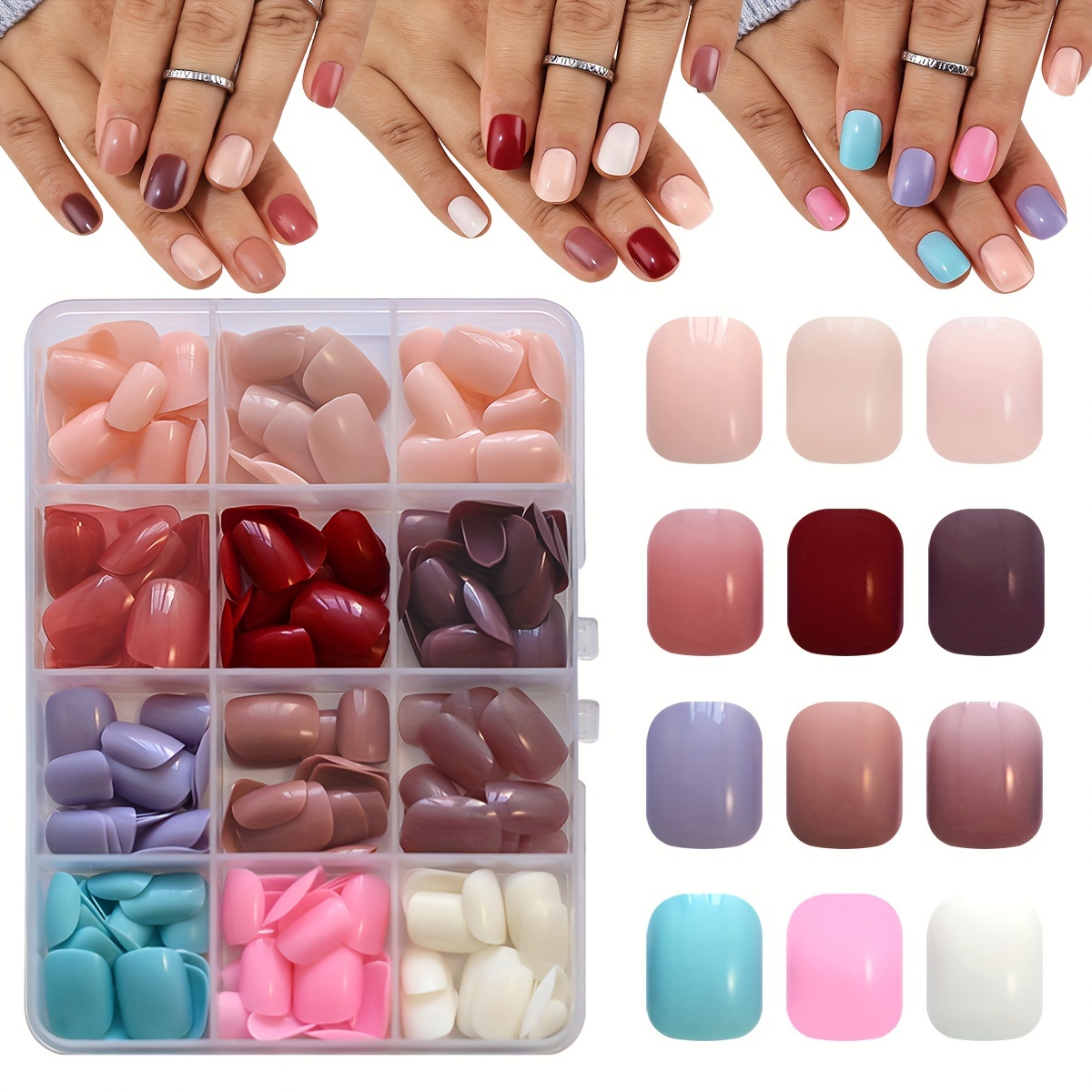 

Y2k Aesthetic 288pcs Short Oval Press-on Nails Set, Mixed Color Removable False Nails For Women, & Full Kit