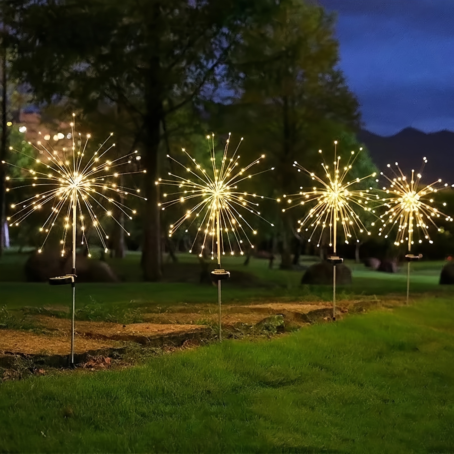 

4 Pack Solar Outdoor Garden Lights, Copper Wire Solar Firework Lights 200 Led Sparklers Lights, Waterproof Solar Fairy Lights For Yard Garden Party Patio Christmas