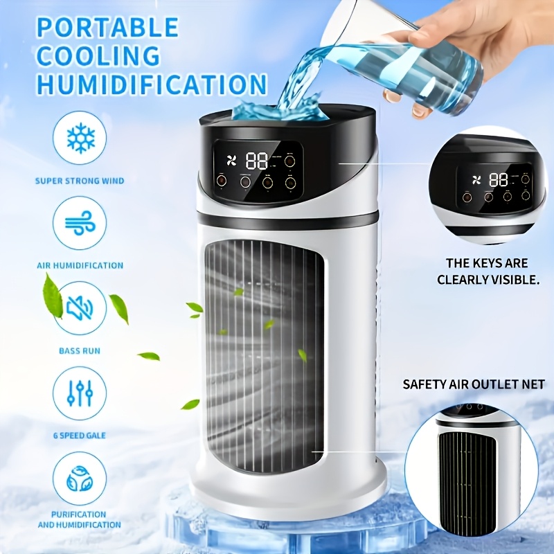 Humidificateur portatif à refroidissement par air USB à six vitesses - Ultra-silencieux 25 décibels, minuterie de 6 heures, convient pour la maison/le bureau/le dortoir, refroidissement instantané, ca