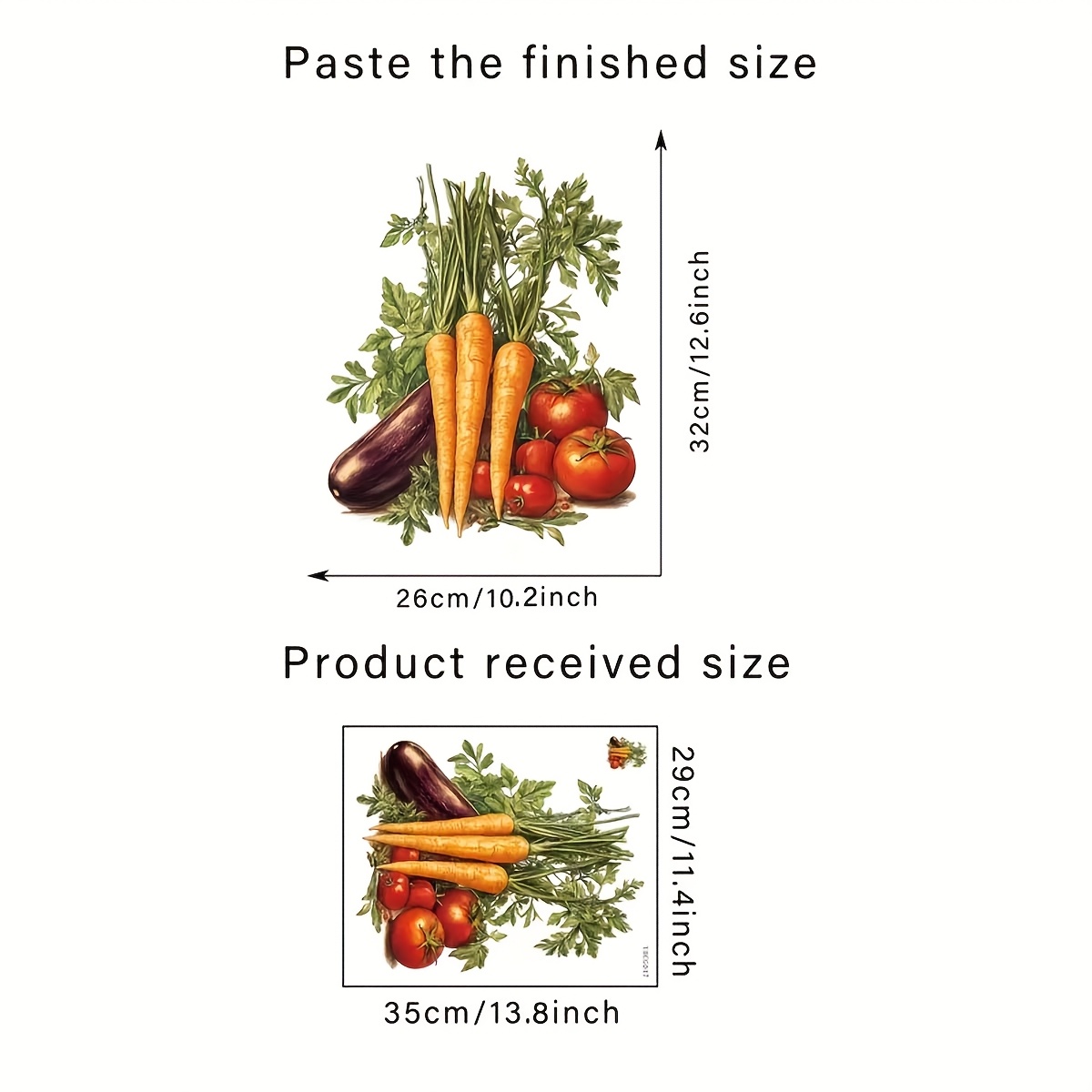 TEMU 1pc Garden-themed Vegetable Wall Decal - Self-adhesive Removable Pvc Decorative Sticker With Eggplant, Carrot, Tomato & Leaf Design, Crystal