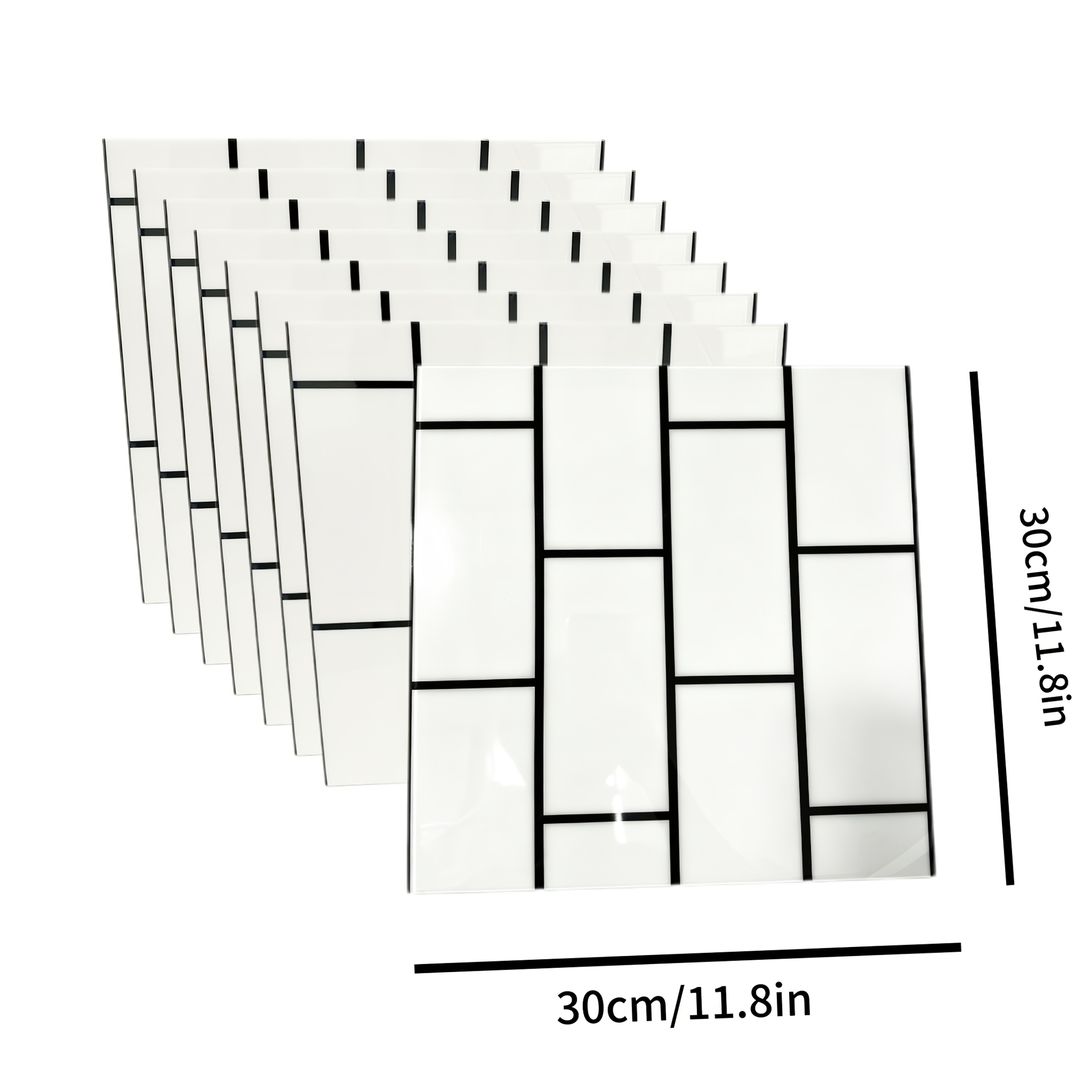 TEMU Br 11- X 30cm/ 12 X 12 Inch White Checkered Self-adhesive Wall Tiles, Pvc Self-adhesive Wall Panels For Kitchen, Bathroom, Laundry Room