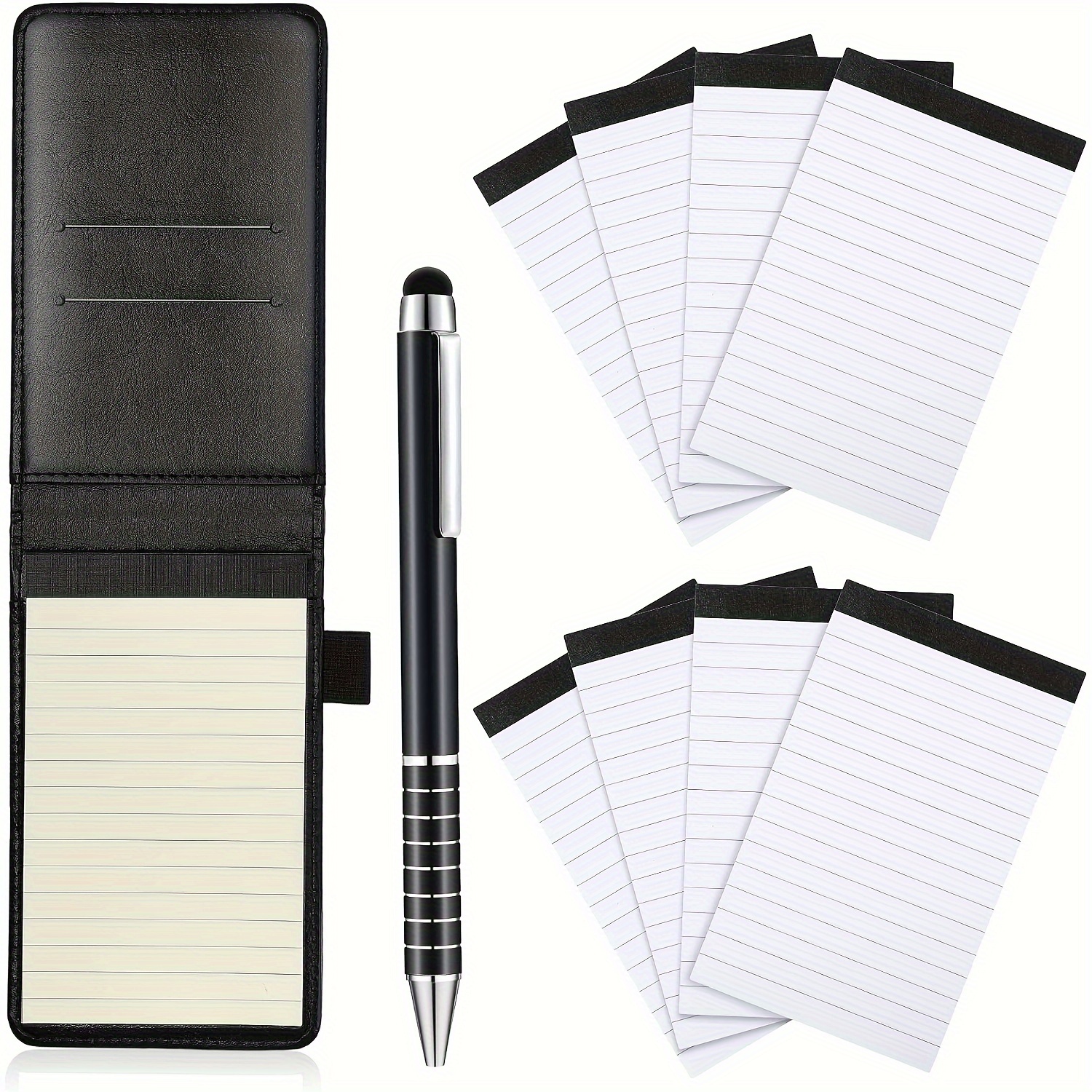 

10pcs Notebook Set, Including Notebook , 30 Sheets, Metal Pen And 8pcs 3 X 5 (. 7.6 X 12.7cm) , Each 30 Sheets