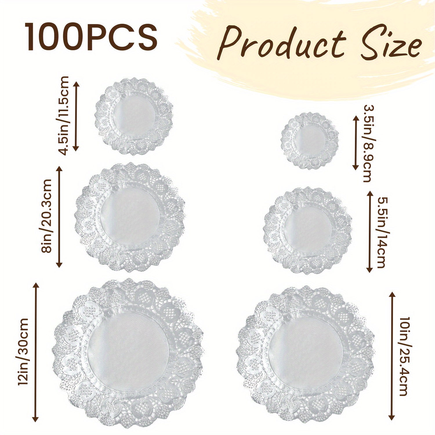 350 PCS Disposable Doilies Paper Lace Assorted Size Martinique