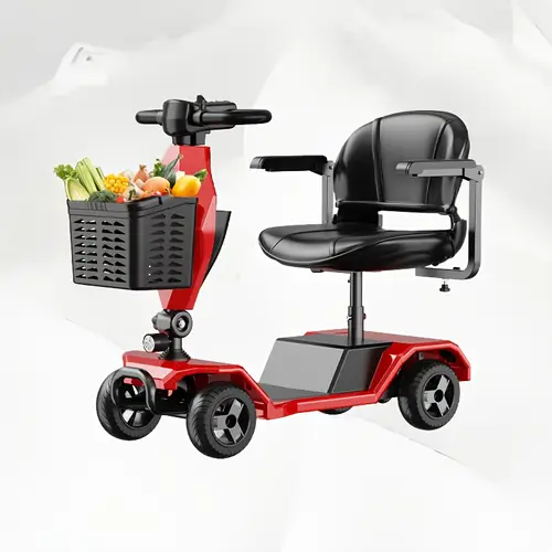 foldable mobility scooters for seniors 4 wheel lightweight mobility scooters for adults folding travel motorized scooter 250w motor 15 miles per hour speed with backrest seat and front basket 265 capacity 8 inch solid tires
