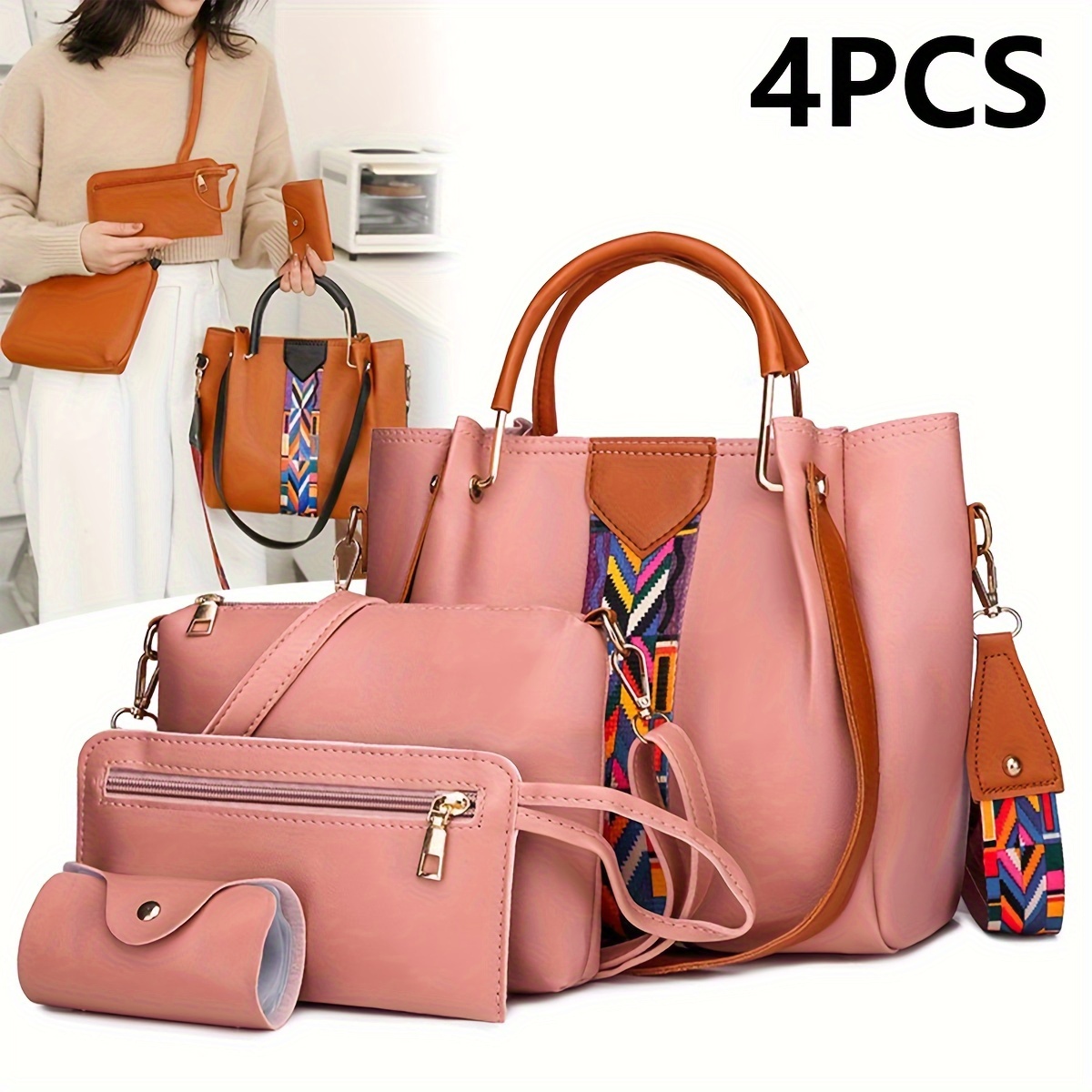 

European And Four-in-one Set, Including A Handbag, Shoulder Bag, Crossbody Bag, And Bucket Bag, Multifunctional Combination