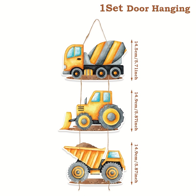 Image of Vehicle Door Hanging Decorations Set - Heavy Party Supplies With Excavator, Dump Truck, Photobooth Props&backdrop For Valentine,carnival,ramadan,easter,wedding,st Patrick