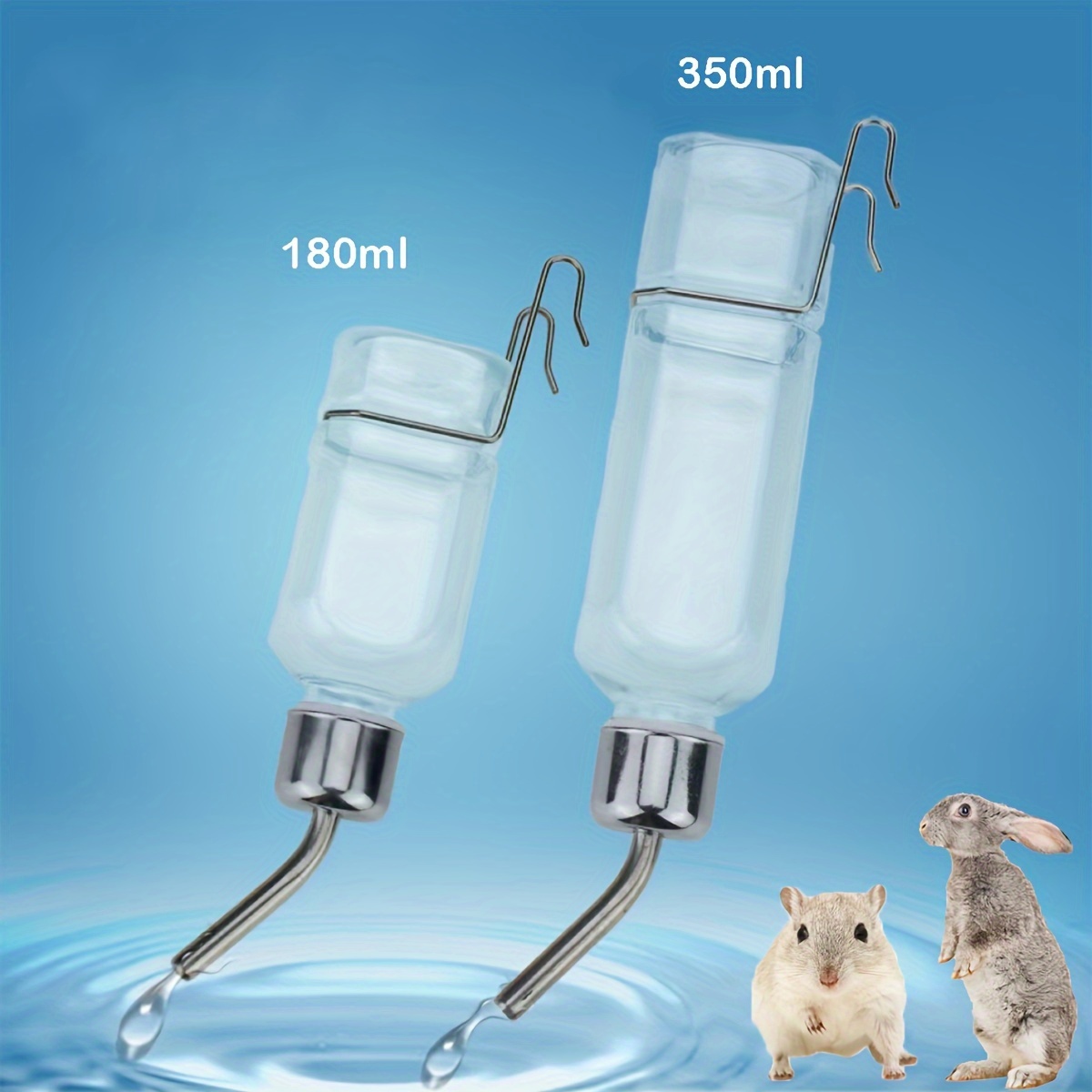 

Stainless Steel Rolling Ball Hamster Water Dispenser - 180ml/350ml, Transparent, Ideal For Small Pets