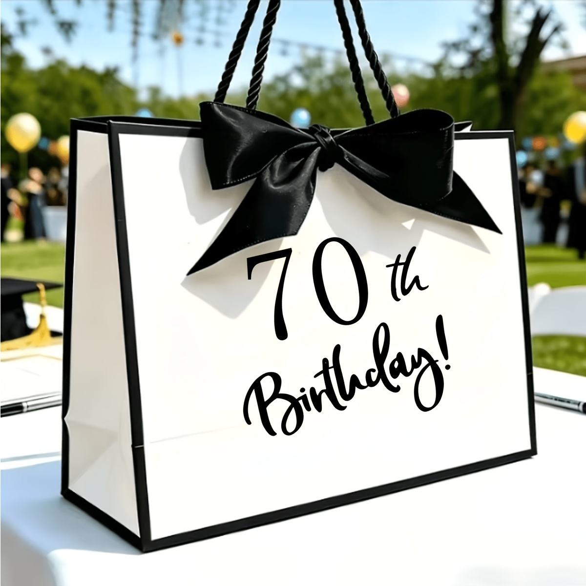 TEMU 70th Birthday Gift Bags, Pink And White Foldable Portable Handheld Gift Bags, Party Favor Bags For , Birthday Decoration Supplies, Commercial