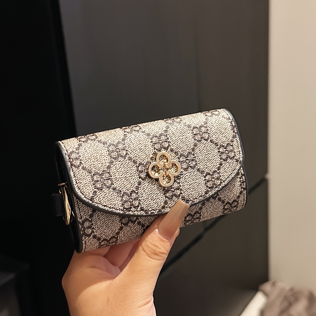 Retro Pu Printed Short Small Key Bag Lightweight Handbag