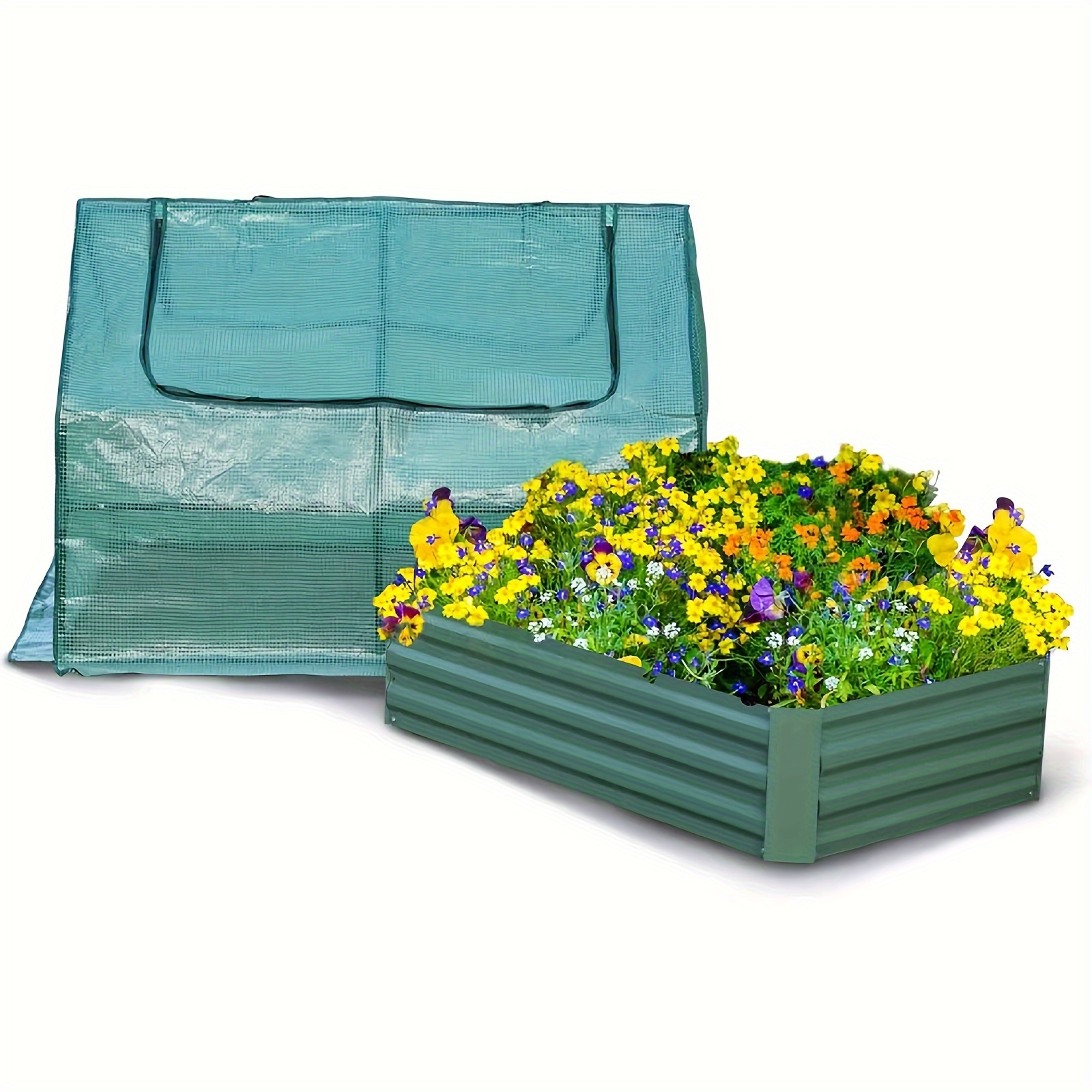 

4.3 Ft. X 2.3ft. X 3ft. Raised Garden Metal Bed Greenhouse Kit