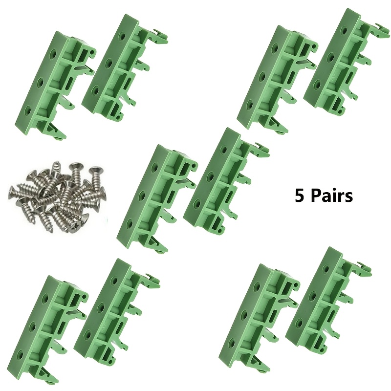 5 Pairs Of Pcb Din 35 Rail Mounting Adapter Brackets - Heavy-duty Green Plastic Pcb Board Supports, Compatible With Din 35 Rail Systems, Pcb Boards, Electronic Devices, And