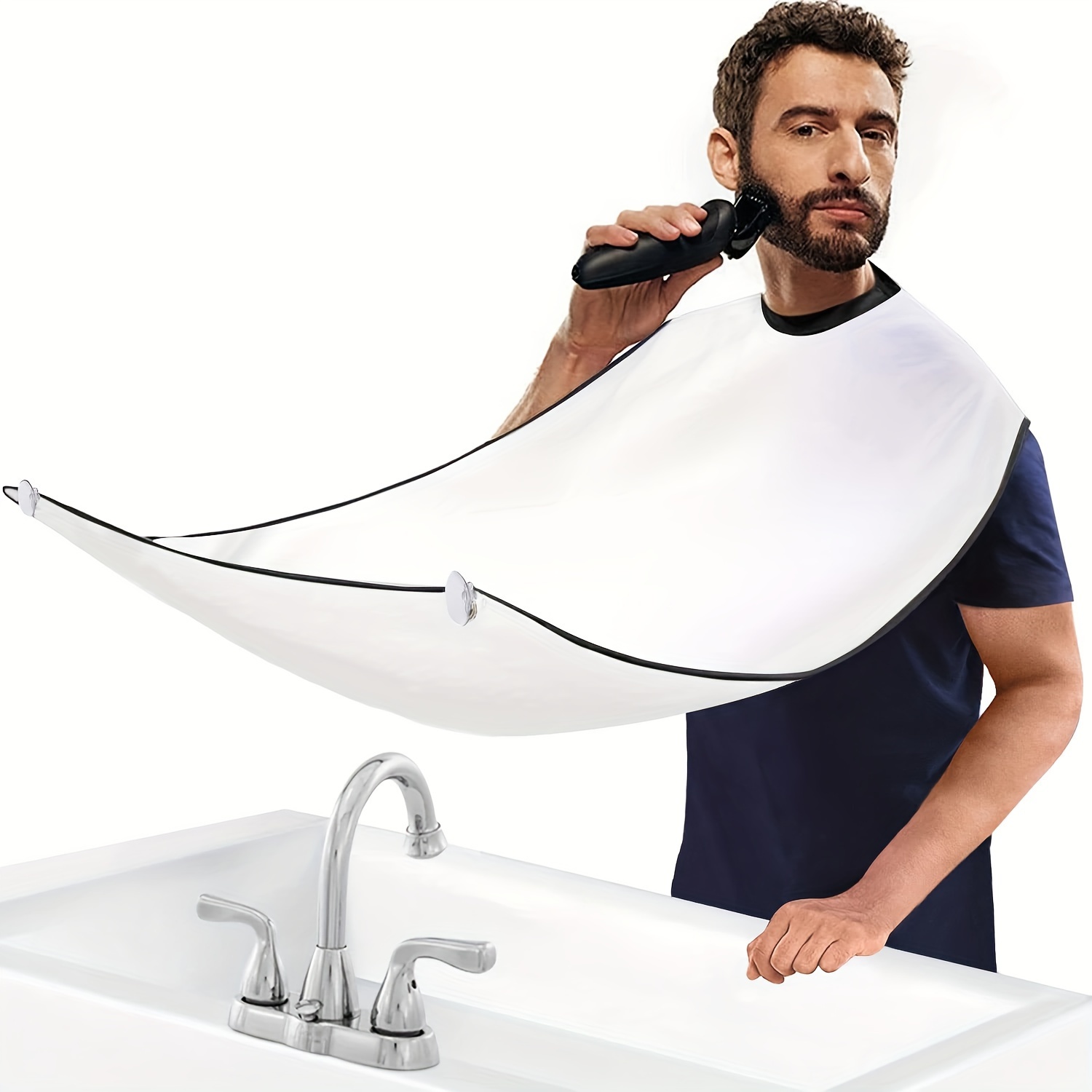 TEMU Beard Trimming Apron, A Catcher For Hair Clippings During Shaving, Cape For Beard Grooming, Includes 2 Suction Cups, Grooming Tools, In