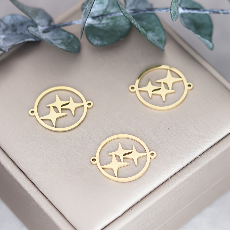 Image of 3pcs 316l Stainless Steel Charms Pendant Shining Stars Charms For Handmade Making Findings