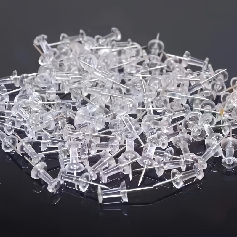 

50-pack Large Head Clear Plastic Push Pins - Smooth Shank For Cork Board, Kt Poster Board & Craft Projects