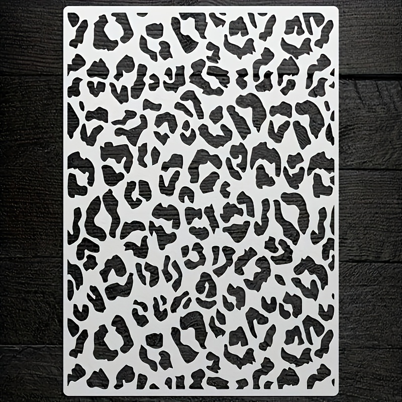 TEMU 1 plantilla con estampado de leopardo, tamaño A4, estampo de pintura flexible reutilizable y lavable, adecuado para patrones de papel tapiz y