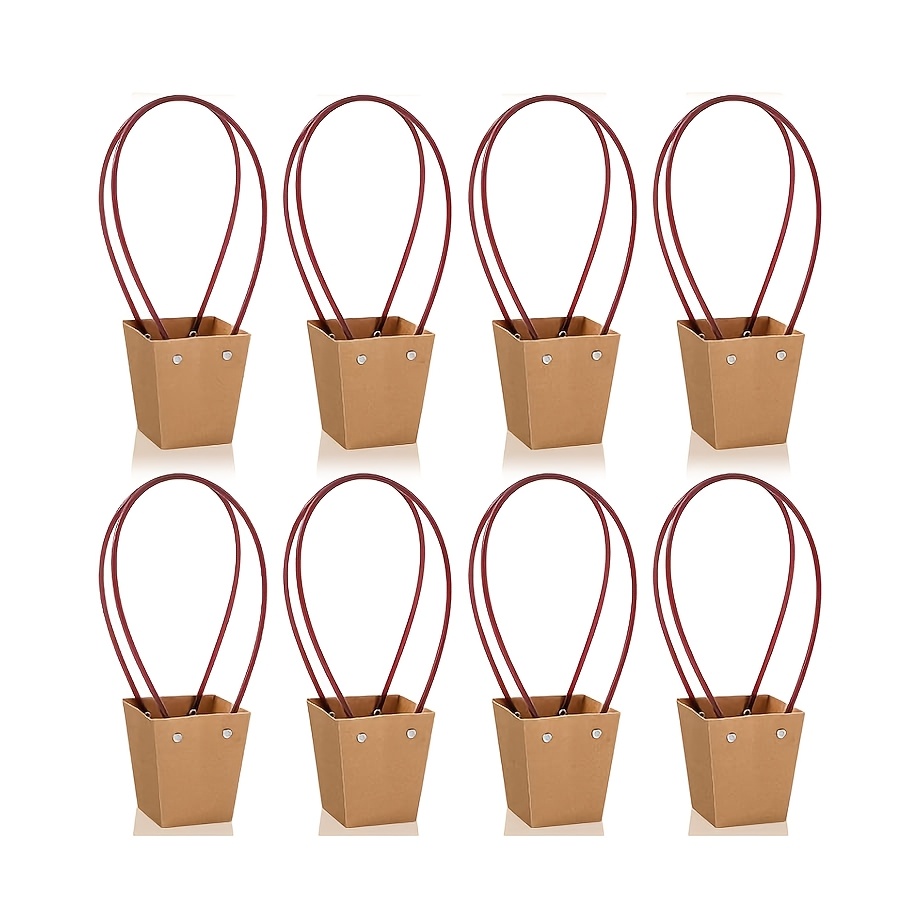 TEMU Lot de 8 boîtes à fleurs en papier, sac pour , en papier simili cuir de avec poignée. floral en papier avec doublure imperméable. Convient pour
