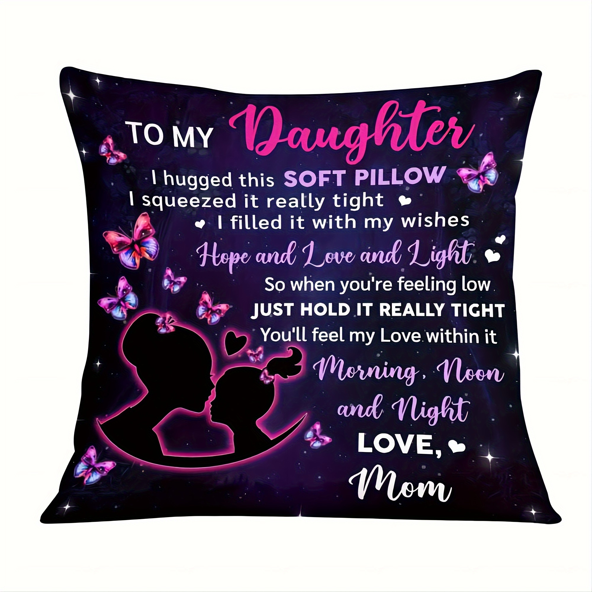 

1pc Hug This Daughter Pillow Short Plush Decor Home Sofa Couch Bedroom Decor 18x18 Inch Without Pillow Core