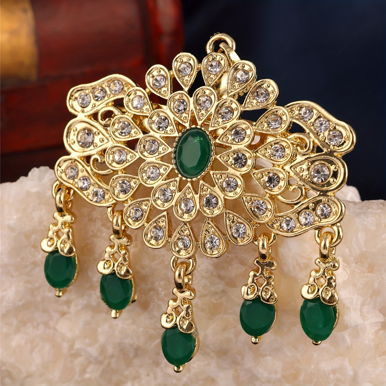 E-shop Damen-Brosche Reversnadel, Vintage Hofstil Luxuriöse Legierungsbrosche mit Strass-Einlegearbeit, Kleidungsaccessoire geeignet für Hochzeiten,