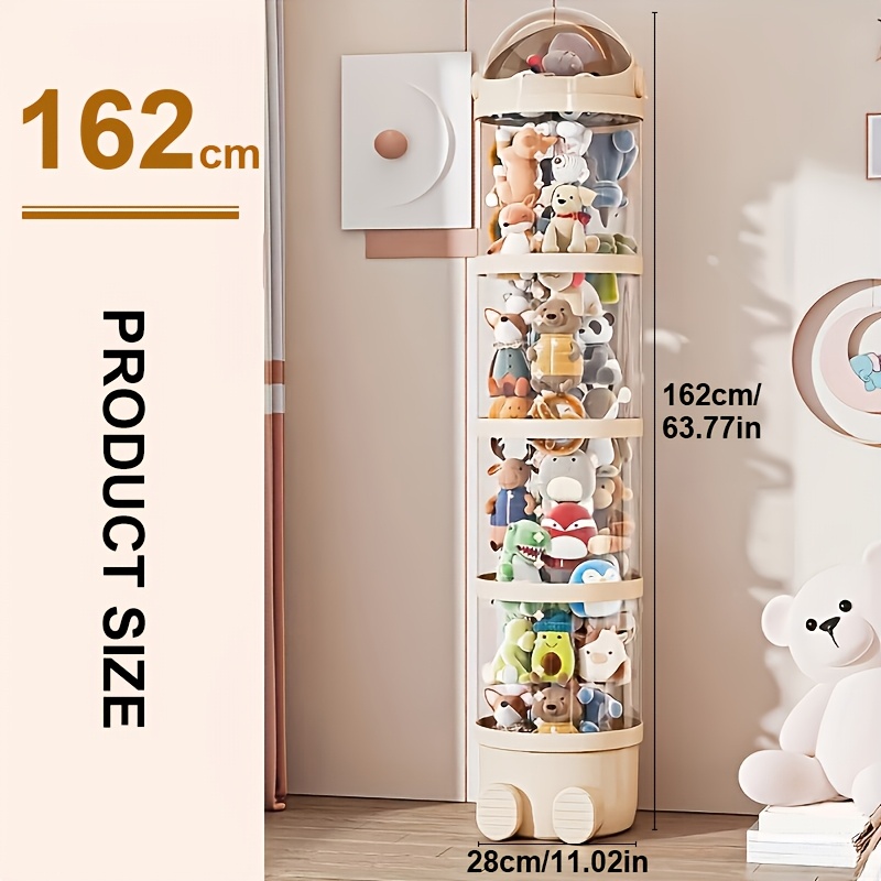 E-shop 162 cm Spielzeug Aufbewahrungsbox, durchsichtiger Spielzeug Organizer mit staubdichtem Deckel und sicheren Verschlüssen, passend für 80+ Puppen,