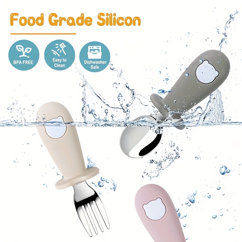 customizable tyry hu   feeding set 2pcs silicone stainless steel spoon and fork bpa free    s   ideal christmas or halloween gift details 5