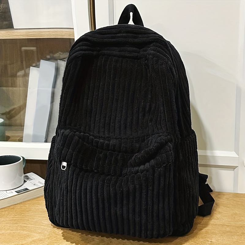 TEMU New Women's Corduroy Backpack Fashion Casual Multi- For Adults And College Students, Suitable For Work, School, Travel, Camping, And Daily Use,