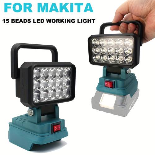 15 led work light spotlight portable flashlight for makita 18v lithium battery protection ip44